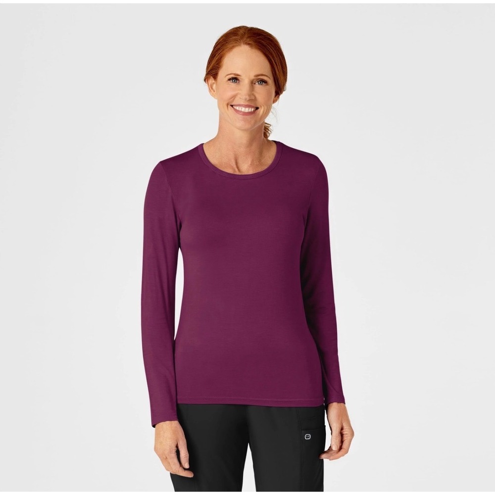 WonderWink Womens XL Purple Long Sleeve Scrub Undershirt Layering Tee Modern Fit